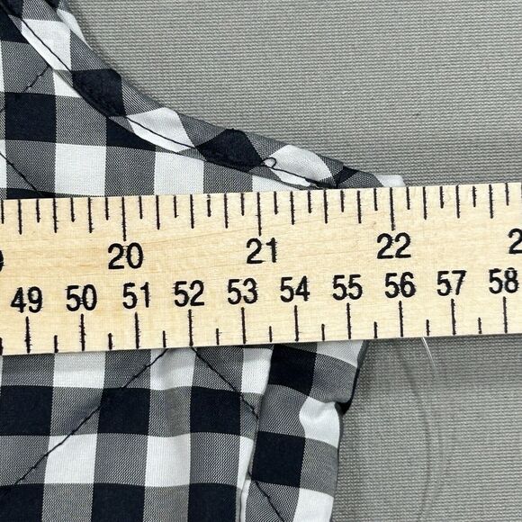 Talbots Vest Women’s L Black White Gingham Plaid Quilted Puffer Western Preppy - Picture 4 of 12